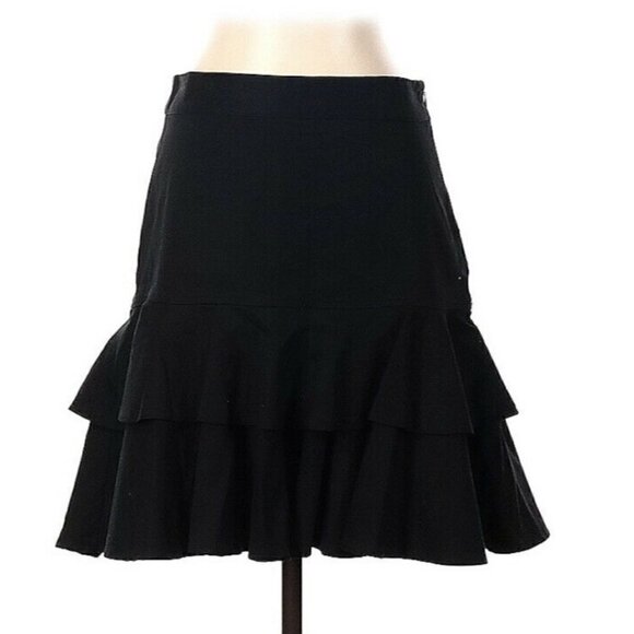 Club Monaco Sz‎ 2 Women’s Black Two Tiered Ruffled Skirt - Picture 1 of 4